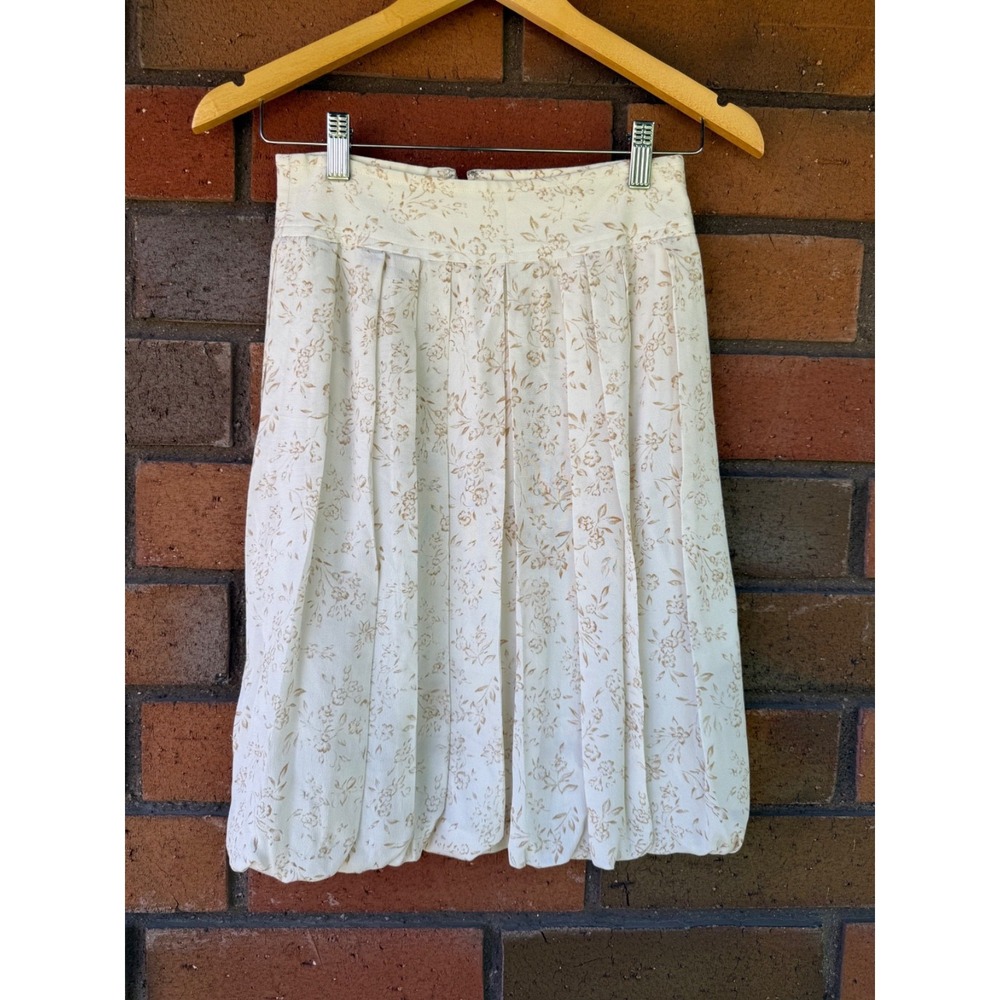 St.‎ Gillian Silk Pleated Skirt Floral Sportswear Lined Vintage | Cream | Size 4